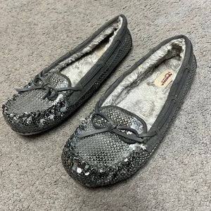 Arizona Jean Co grey sequin moccasins